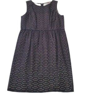 black lace and beige shift dress scallop eyelet LBD size 10 LOFT